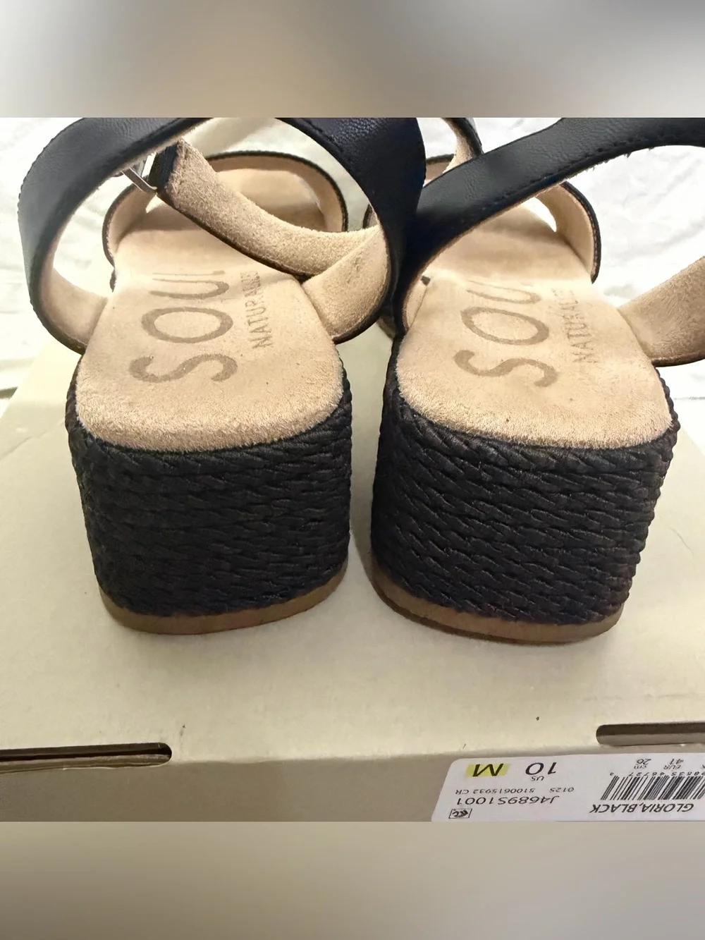 SOUL Naturalizer Gloria Black Ankle-Strap Wedge Sandals Size 10 NEW